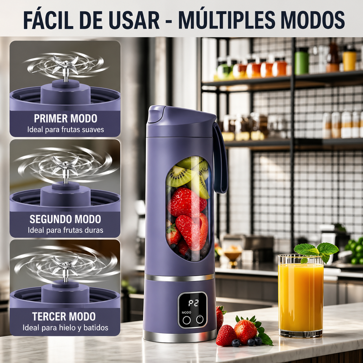 Licuadora Portátil 450ML Recargable USB